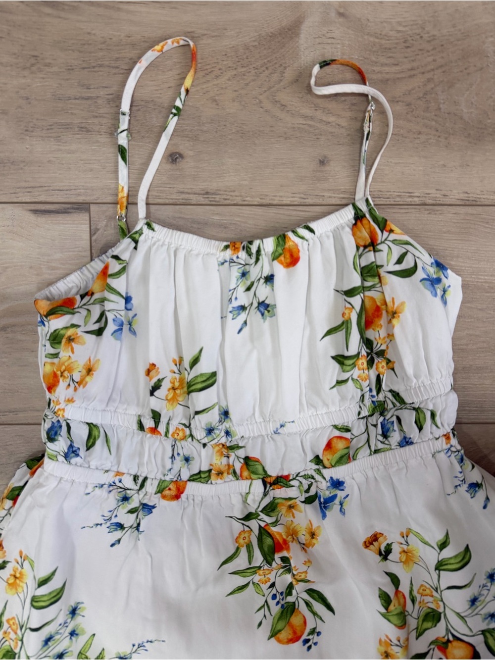 Time and Tru White Floral Print Spaghetti Strap Top - Picture 2 of 4